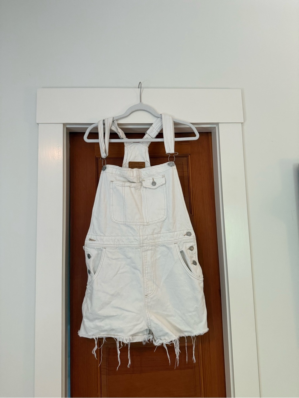 Levi’s White Denim Short Overalls